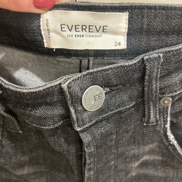 Evereve Jeans Womens 24 Black Raw Hem Ever Straight Stretch - Picture 2 of 6